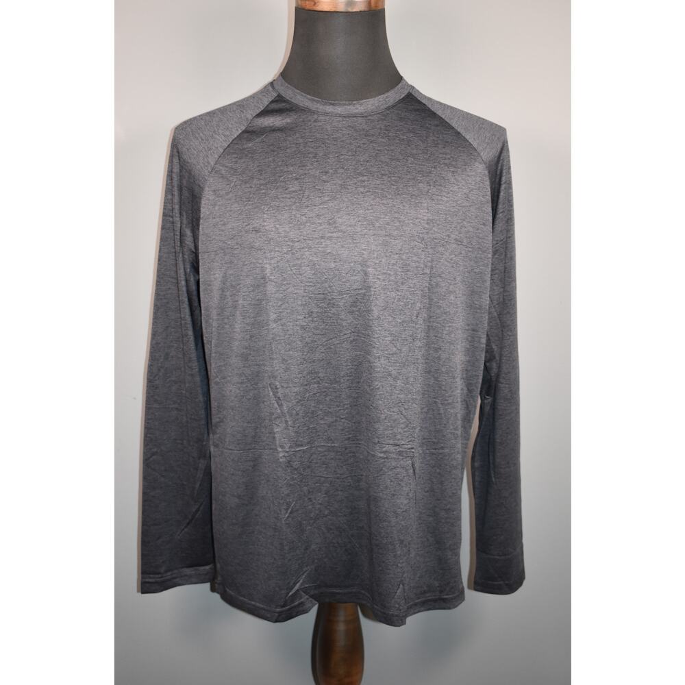 Men's Athletic Long-Sleeve Raglan Shirt Gray Size Med 100% Polyester New no Tag